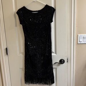 Pissaro Nights Beaded Dress - size 4P - black - like new - worn 1 time